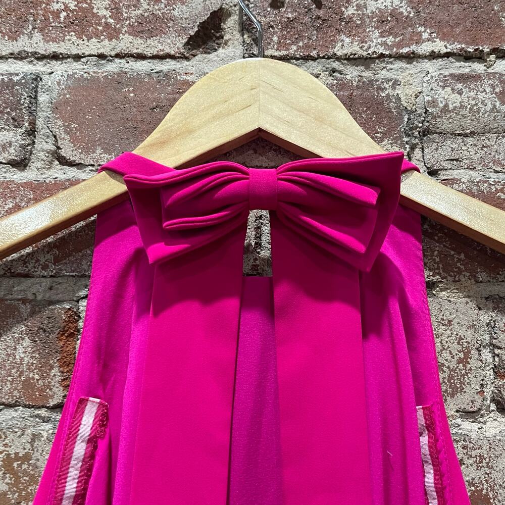 Badgley Mischka Magenta Bow Back Dress Size 0 - Picture 9 of 11